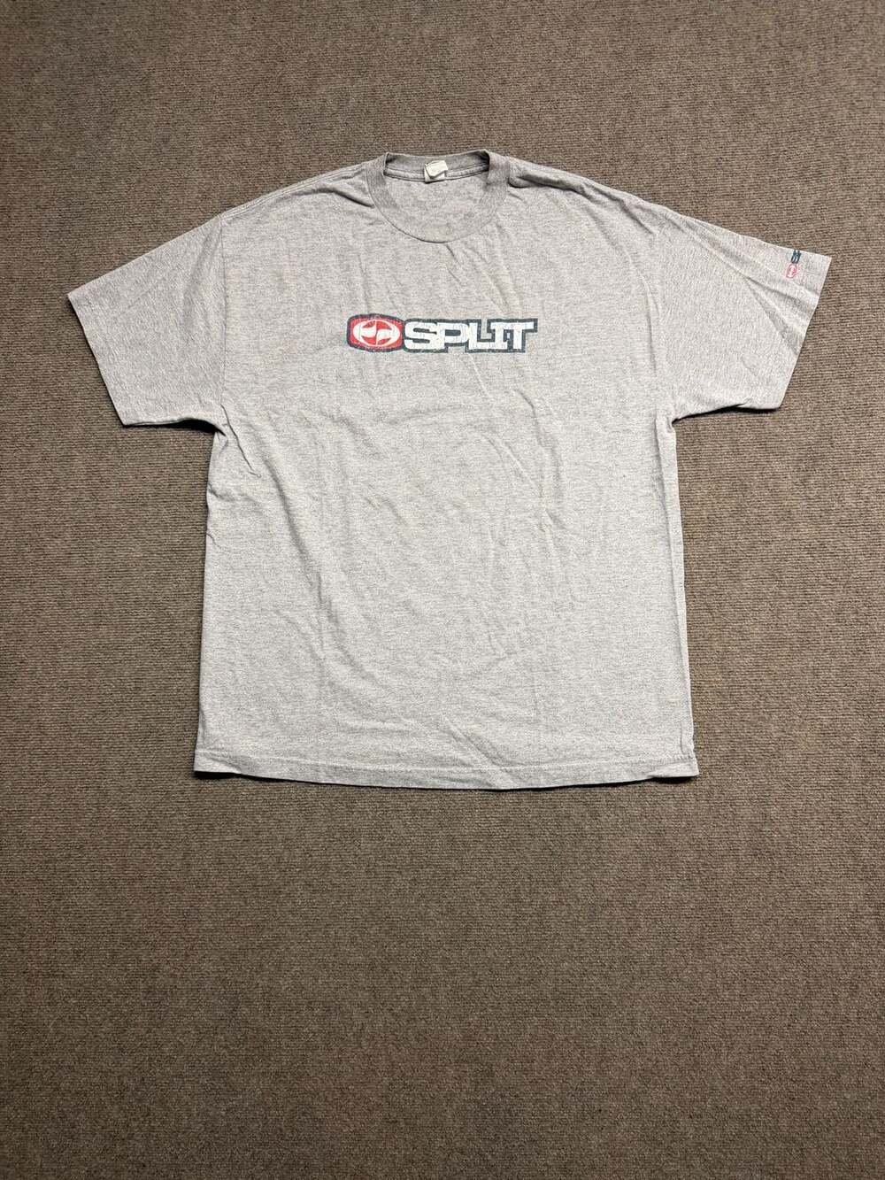 Split T-Shirt Size XL Gray Logo Skateboarding